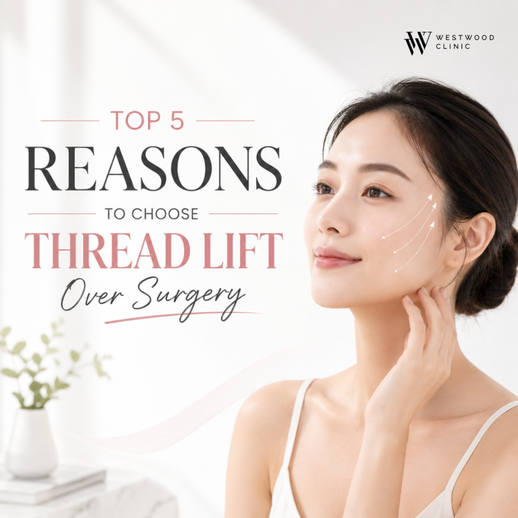 woman touching her sharp jawline