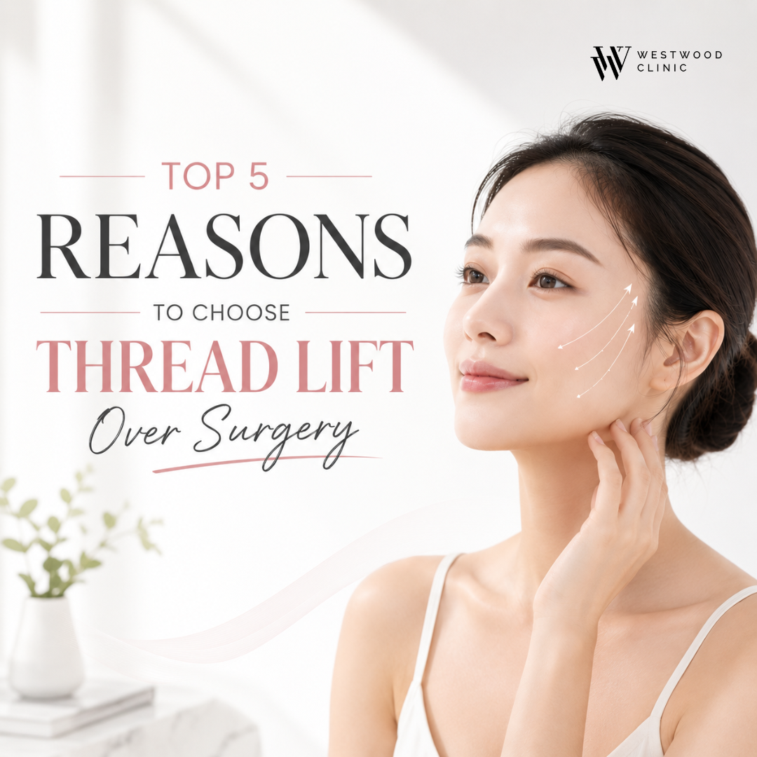 woman touching her sharp jawline